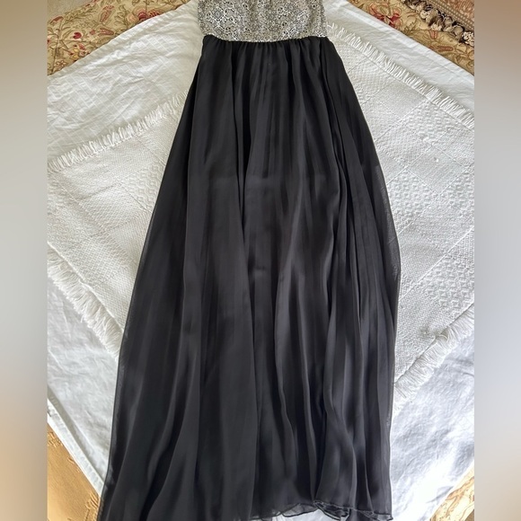 Cantata Maxi Dress Strapless Black Pleated Chiffon Skirt Tapestry Top Medium - Picture 12 of 15